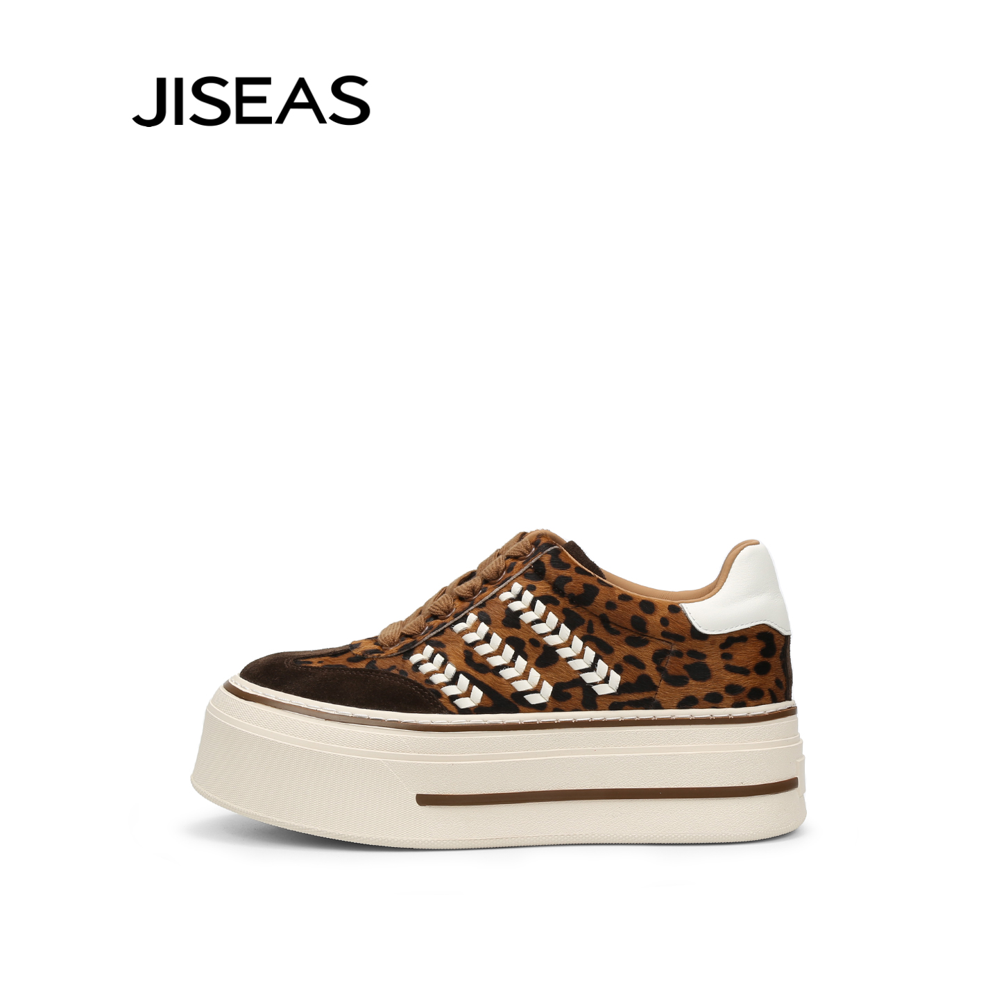 真皮厚底系带德训鞋女