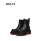 设计师款 JISEAS2025年秋冬季 新款 马丁靴女切尔西加绒红底厚底短靴