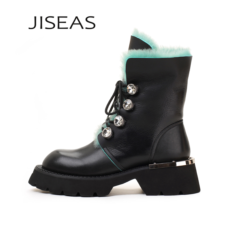 JISEAS设计师皮毛一体水钻雪地靴