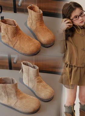 女童马丁靴秋冬新款儿童复古皮靴时尚休闲中大童勃肯短靴软底单靴