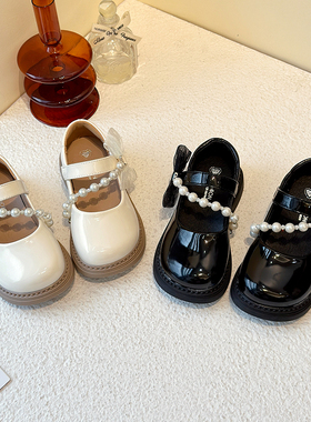 女童皮鞋春秋新款儿童软底珍珠英伦风公主鞋洋气小女孩演出单鞋子