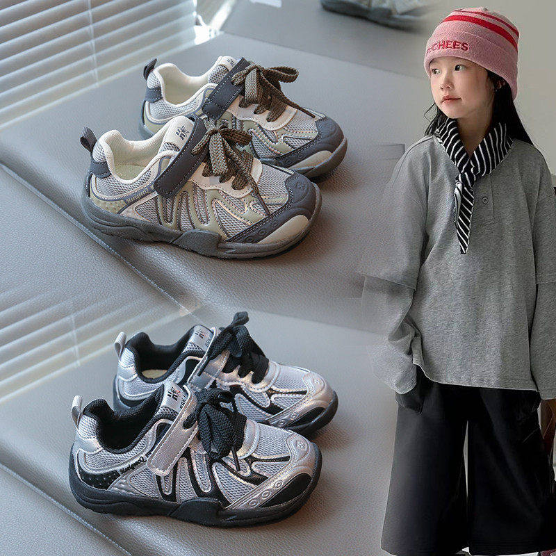真皮儿童运动鞋2026新款透气德训鞋防滑休闲阿甘鞋百搭软底跑步鞋