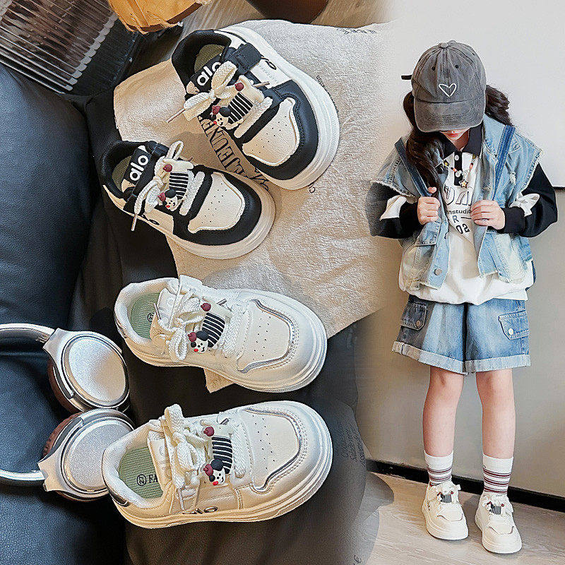 真皮儿童运动鞋2026新款春秋透气防滑厚底女童板鞋男童百搭德训鞋