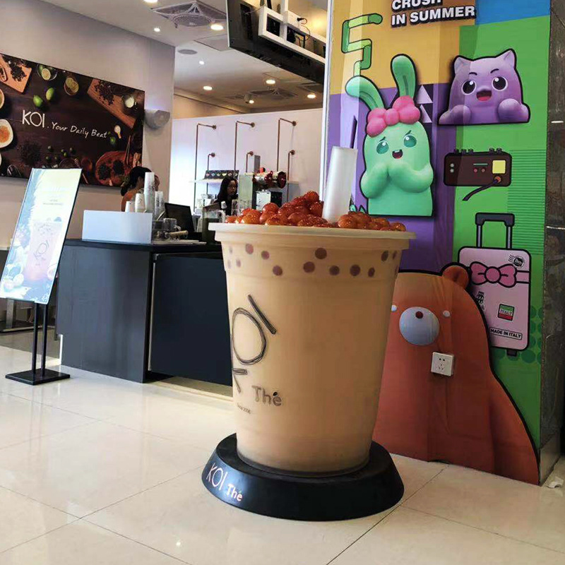 玻璃钢珍珠奶茶杯卡通网红店铺咖啡杯模型雕塑商场门口装饰品