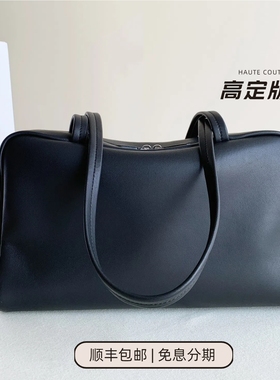 高定ROW ASTRA保龄球包进口羊皮女士手提单肩公文包极简老钱风格