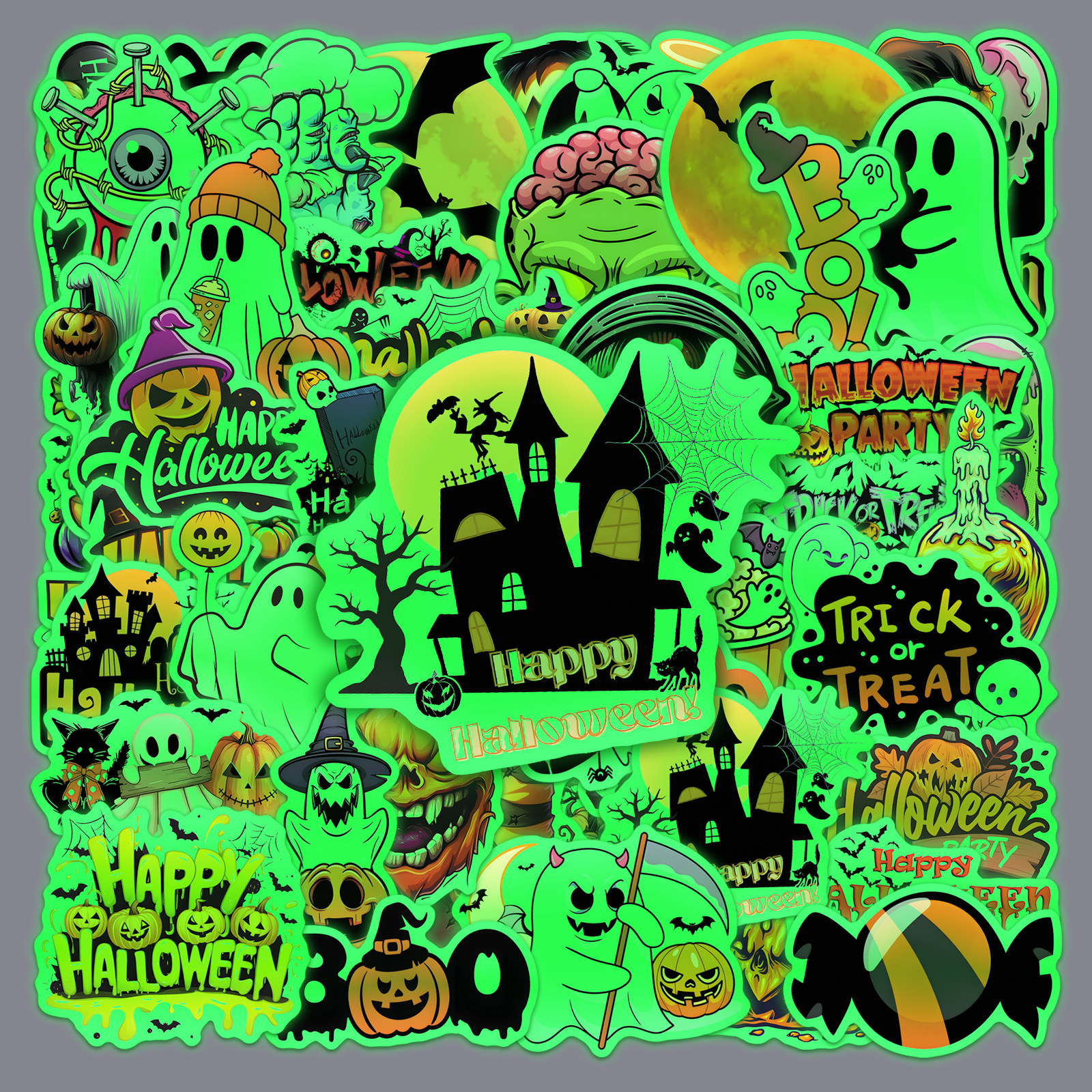 100张万圣节卡通夜光贴纸可爱夜间幽灵南瓜灯荧光节日装饰防水保温杯门窗耳机壳冰箱相册玻璃iPad手机壳贴纸,文具电教/文化用品/商务用品,贴纸/立体贴纸,淘宝优惠券,粉丝福利购,淘宝优惠卷