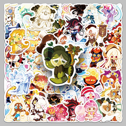 100张饼干人王国贴纸CooKieRunKingdom可爱姜饼人游戏周边防水装饰创意DIY水杯头盔玻璃笔记本电脑手机壳贴纸