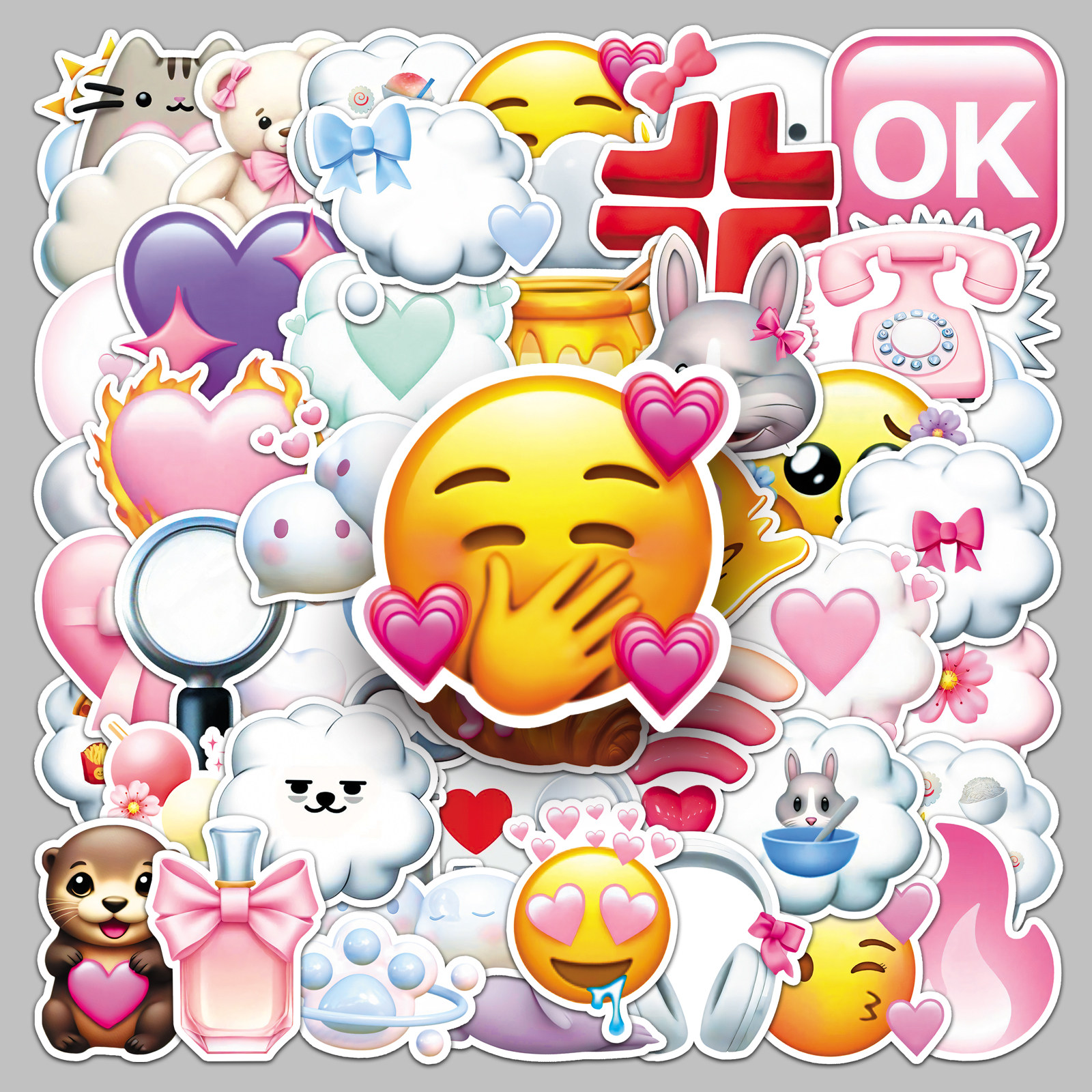 100张Emoji表情包手机壳贴纸少女心咕卡diy手帐素材装饰防
