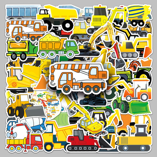 100张工程车贴纸儿童防水装饰贴