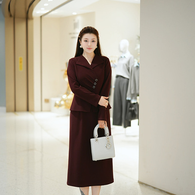 XYD71768加绒轻熟高级感优雅修身大码女装高档连衣裙简约气质名媛