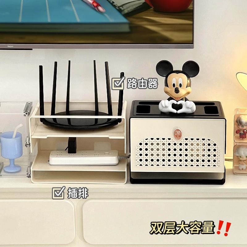 wifi路由器光猫放置架收纳盒电视机顶盒置物架Q客厅家用遮丑装饰