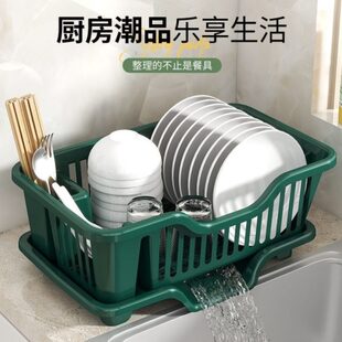 家用厨房沥水架塑料置物架碗碟架台面碗盘放碗沥水篮碗架筷收纳盒