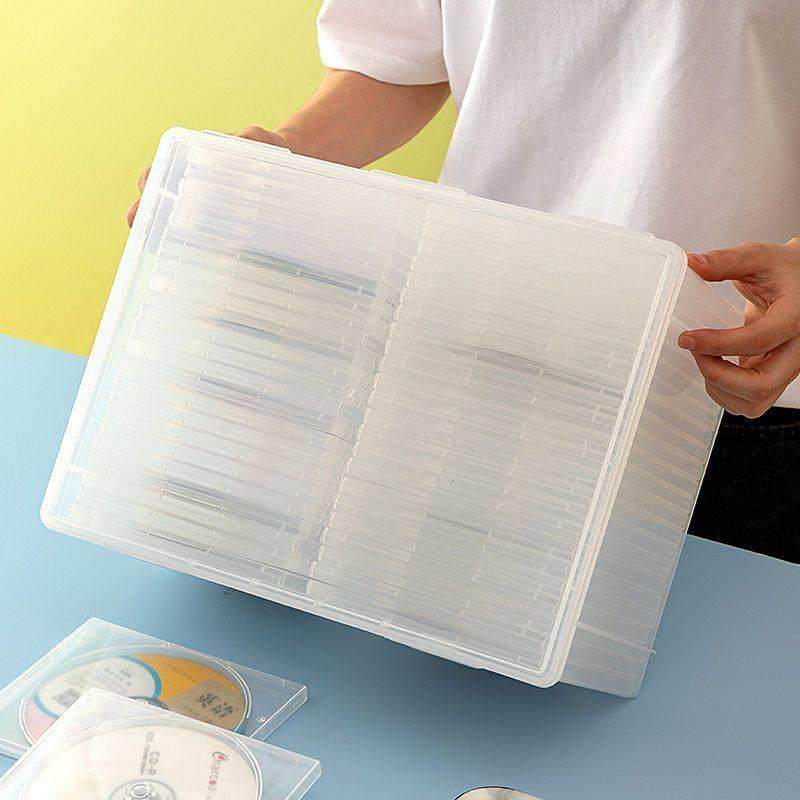 光碟收纳盒桌面cd收纳透明DVD蓝光碟片整理盒大容量PS储存盒带盖