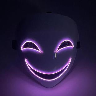 LED发光漆黑 子弹蛭子影胤面具全脸鬼脸小丑塑料黑之契约万圣节