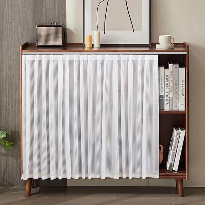 柜子遮挡帘书柜防尘帘衣柜鞋柜遮丑帘橱柜免打孔滑轨纱帘杂物帘子