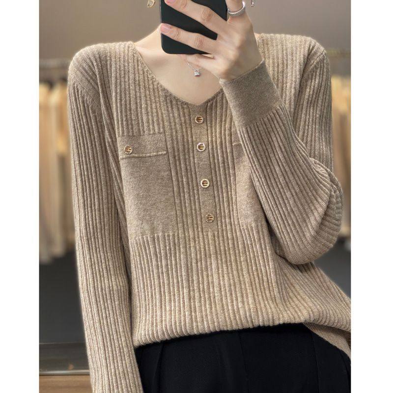 羊毛混纺春秋新款V领针织衫女外穿毛衣宽松显瘦上衣内搭打底衫潮,女装/女士精品,羊绒衫,淘宝优惠券,粉丝福利购,淘宝优惠卷