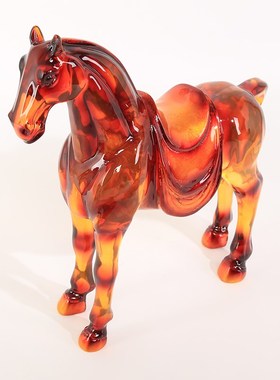 新中式招财马树脂摆件办公桌w现代轻奢客厅酒柜电视柜书房装饰送