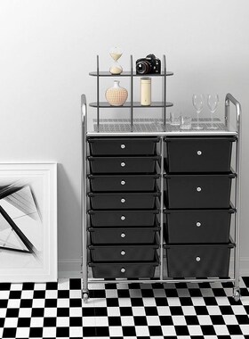 g8多层收纳柜抽屉式多功能置B物架家用夹缝收纳柜子储物黑色
