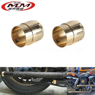 适用多数哈雷雅马哈铃木2英寸管B道摩托车改装 件黄铜钻孔排气管端