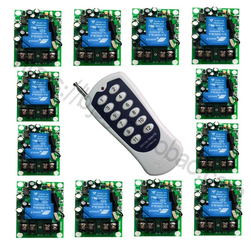 一拖十二12路无线遥l控开关DC24V36V48V110V220V灯具电机电池阀遥