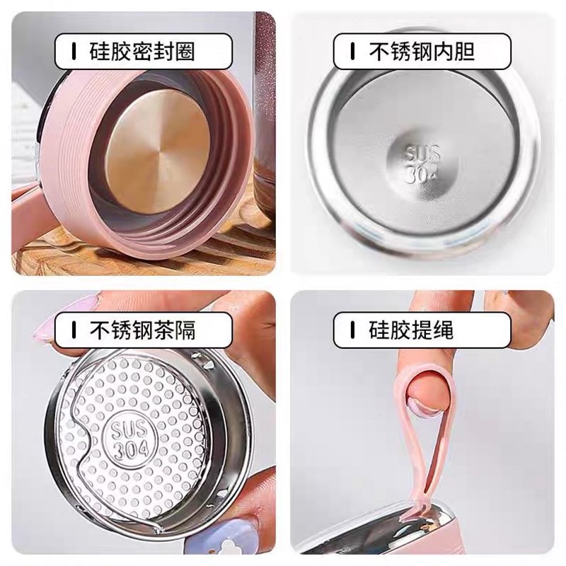 水杯男铂女学生便携迷你手提30不锈钢保温杯师4R0可爱学生简约法