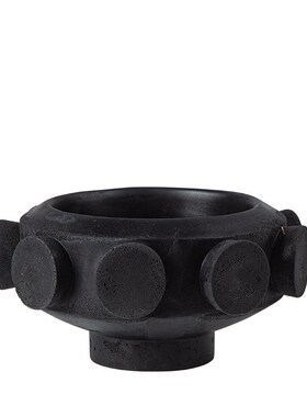 轻奢简约风d果盘摆件黑色现代客厅茶几桌面样板房酒店软装饰品摆