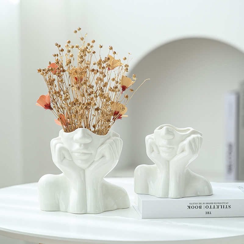 北欧陶瓷花瓶干花花瓶家居装饰电视柜摆件Q人体抽象艺术工艺品,鲜花速递/花卉仿真/绿植园艺,花瓶,淘宝优惠券,粉丝福利购,淘宝优惠卷