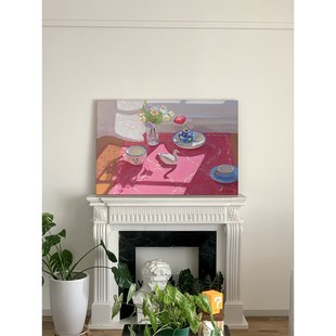 手绘油画北欧风格 饰挂画玄关样板间桌面摆 j抽象静物客厅儿童房装