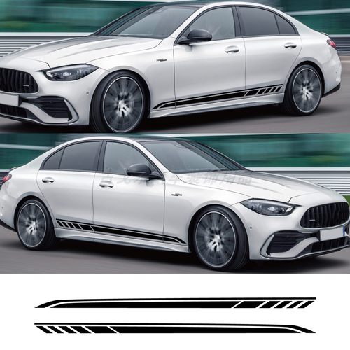 适用奔驰C级AMG汽车贴纸 C200旅行版车身侧裙贴花 W205改装饰贴膜