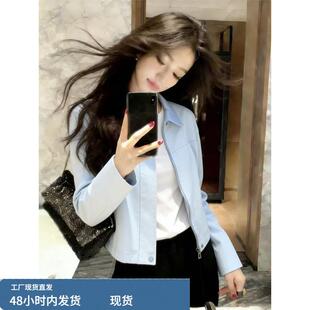 2026年新款今年流行爆款早春精致独特漂亮小个子休闲蓝色外套女款