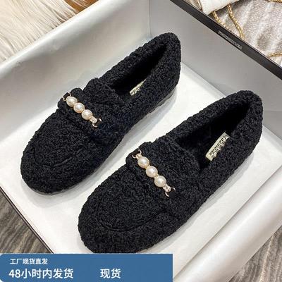 冬季外穿女式毛绒鞋羊毛帽女式羊毛衬里到Heattech厚底棉勺鞋大号