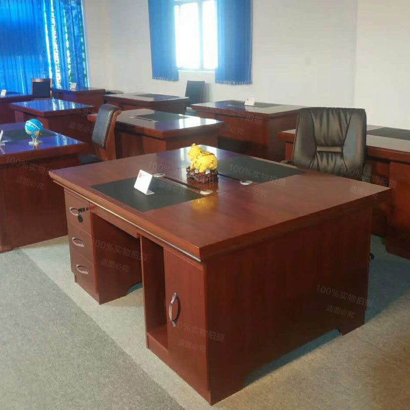大班台主管桌职员桌组合经理办公桌中式油漆班台实木皮双人电脑桌