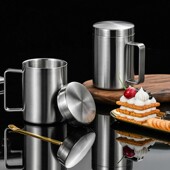 希益嘉316不锈钢马克杯家用双层隔热儿童杯商务办公带柄带盖水杯