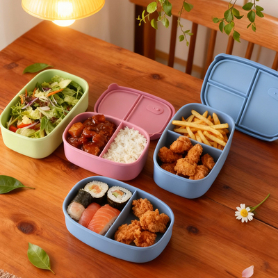 食品级硅胶饭盒上班族轻便可微波炉加热分格密封野餐便当盒餐盒套