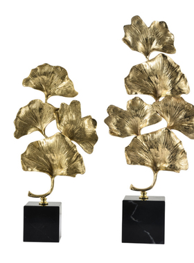 现代简约创意金属大理石抽象摆件售楼处酒店大堂T软装饰品雕塑摆