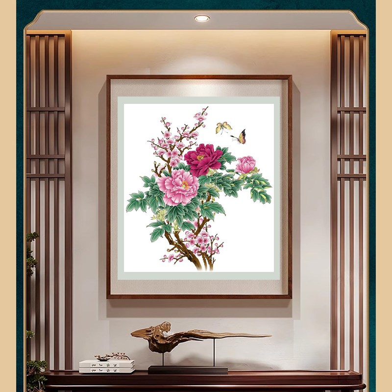 苏绣初学DIY套件 蝶恋花 牡丹蝴蝶 玄关客厅卧室餐U厅 刺绣装饰画图片