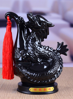 陶瓷十二a12生肖小摆件招财黑色鼠牛狗猪虎兔马羊龙蛇家居办公摆