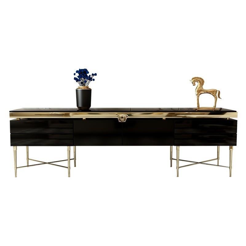 意式轻奢电视柜茶几组合现代简约家用客厅钢化玻璃U电视柜设计师