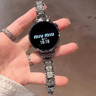 watch3女款 知了兔适用华为GT6表带gt5女款 满钻金属腕带41mm荣耀创意新gt4高级时尚 4pro新款 手表表带watch5