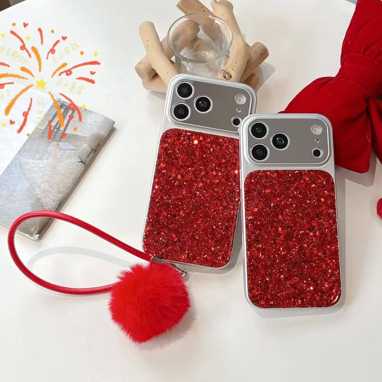 知了兔闪闪亮片新年红适用苹果17手机壳iPhone17promax新款16防摔保护套15硅胶14全包镜头13高级12超好看女款,3C数码配件,手机保护套/壳,淘宝优惠券,粉丝福利购,淘宝优惠卷