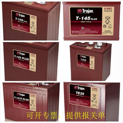 trojan邱健蓄电池T-105/T-125/T-145/T-875/T-1275PLUS铅酸蓄电瓶
