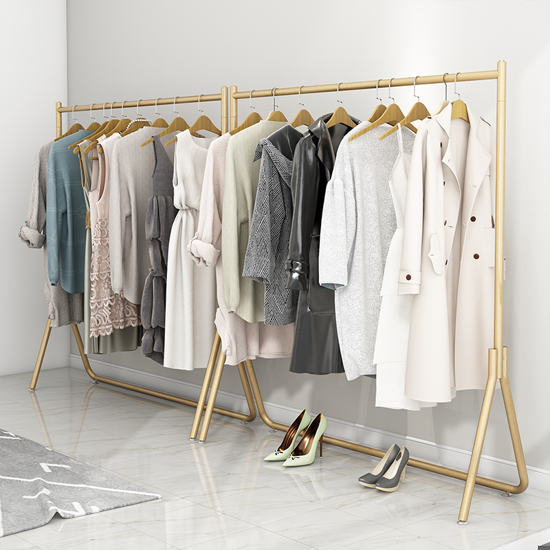 服装店展示架衣架落地卧室网红挂衣架阳台水管货架加粗加厚晾衣架