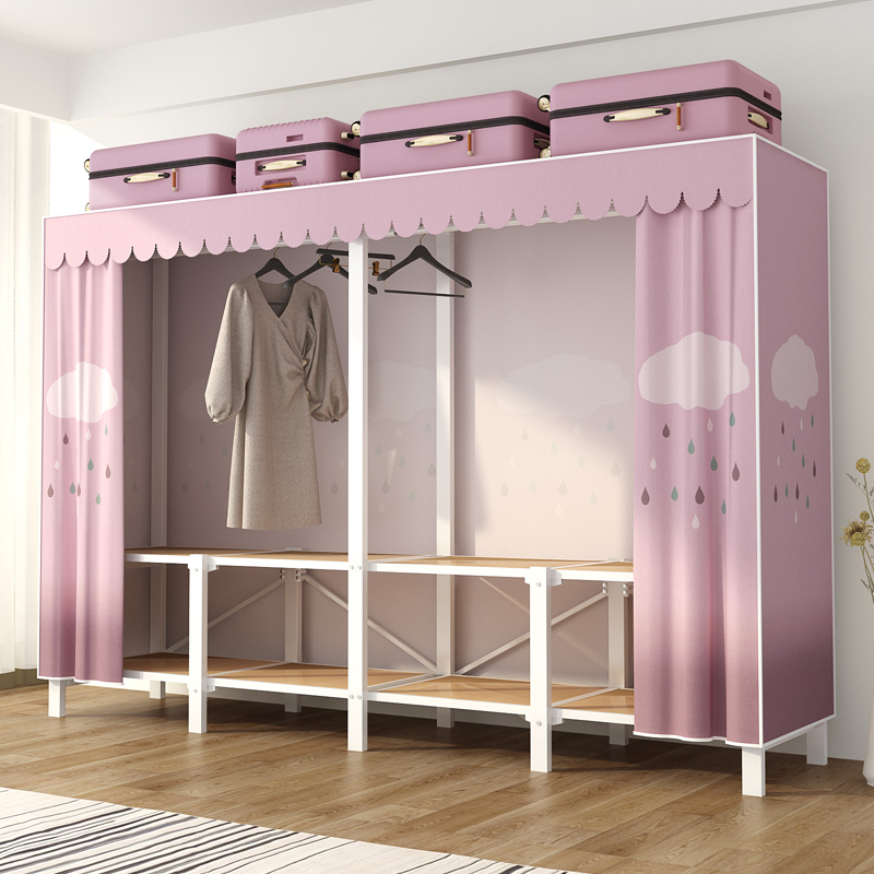 卧室家用免安装布衣柜双人可折叠大柜子出租房经济型可带走挂衣橱