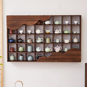 实木格子架墙上置物架茶杯茶壶展示架多宝阁茶叶壁挂式 高山搁架