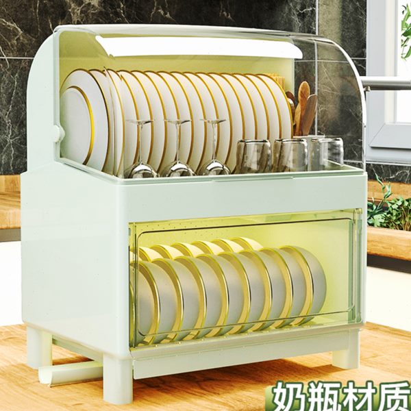 箱置物架碗筷收纳盒家用带盖收纳架厨房放碗碗盘碗柜沥水装碟双层
