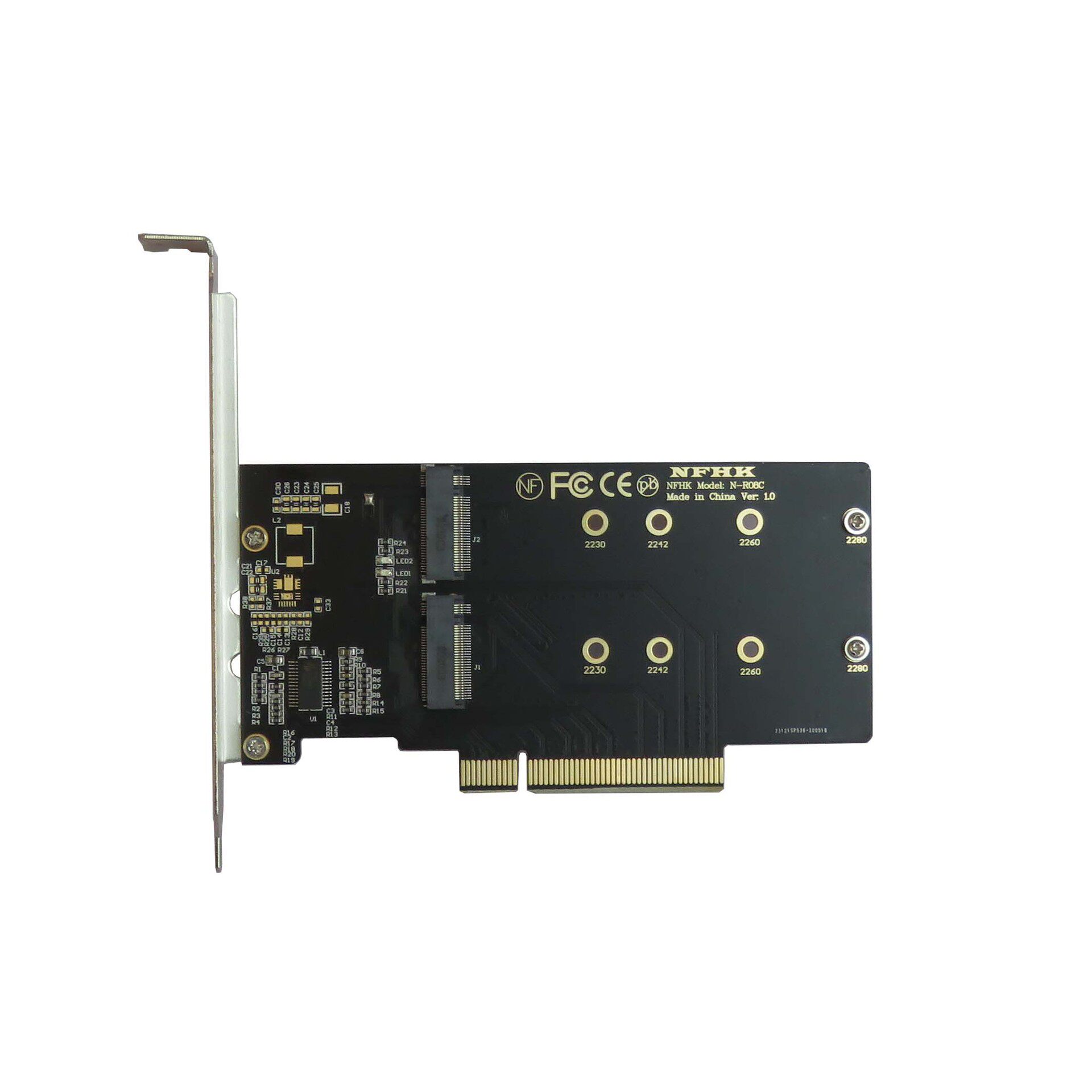 M.2 NVMe SSD扩展卡PCIe3.0 X8扩2口M2 2280转接卡支持PCIE4.0