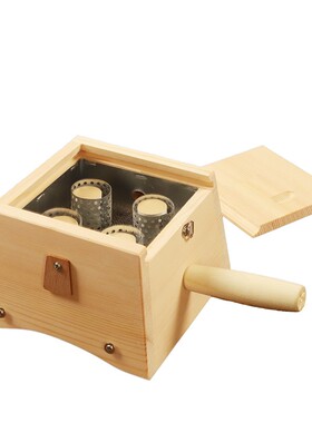 热销实木制艾灸盒随身灸家用加高四孔柱木质腹部宫寒调.理温灸器