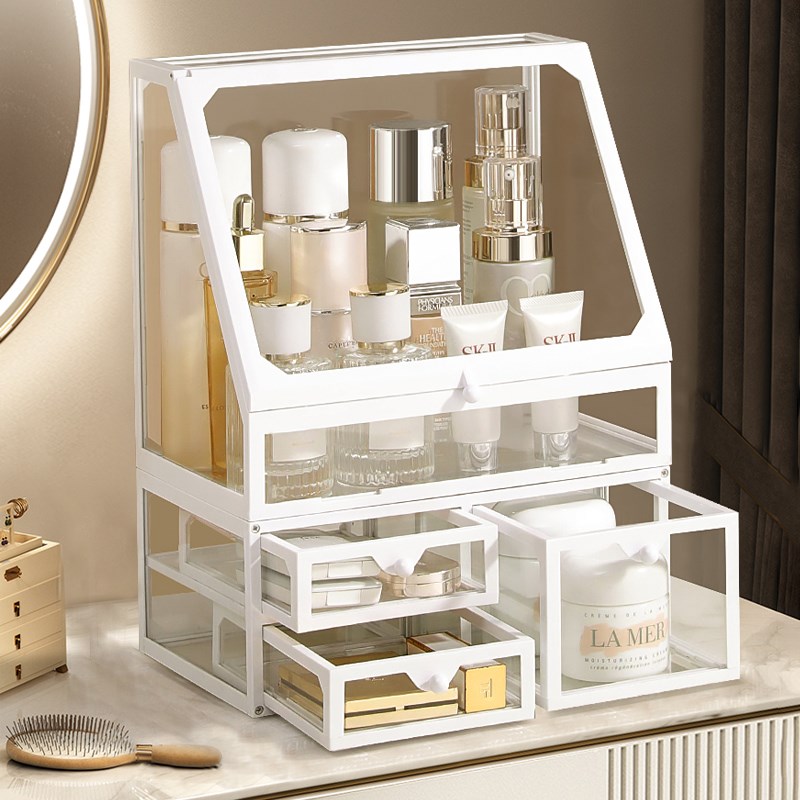 ins轻奢化妆品收纳盒高级感口红护肤品置物架防TS尘大容量桌面盒