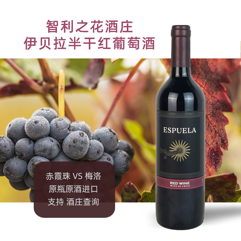 智利伊贝拉赤霞珠梅洛原瓶原装进口微醺订婚红酒半干红葡萄酒