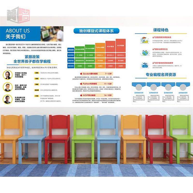 厂家少儿编程教育壁纸 创客空间墙纸 setam机器人课程简介机器人